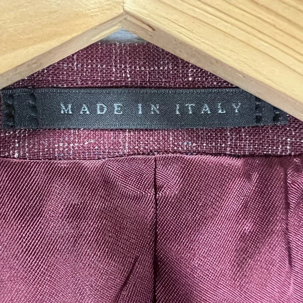 Lubiam Blazer Mens 50L Burgundy NWT Wool Flax Vitale Barberis Canonico Italy